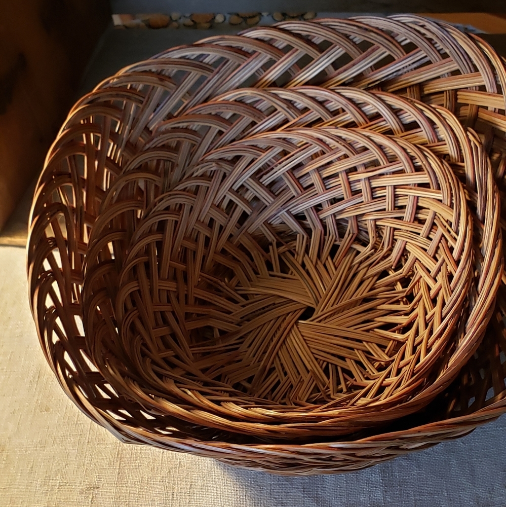 Three vintage bohemian baskets